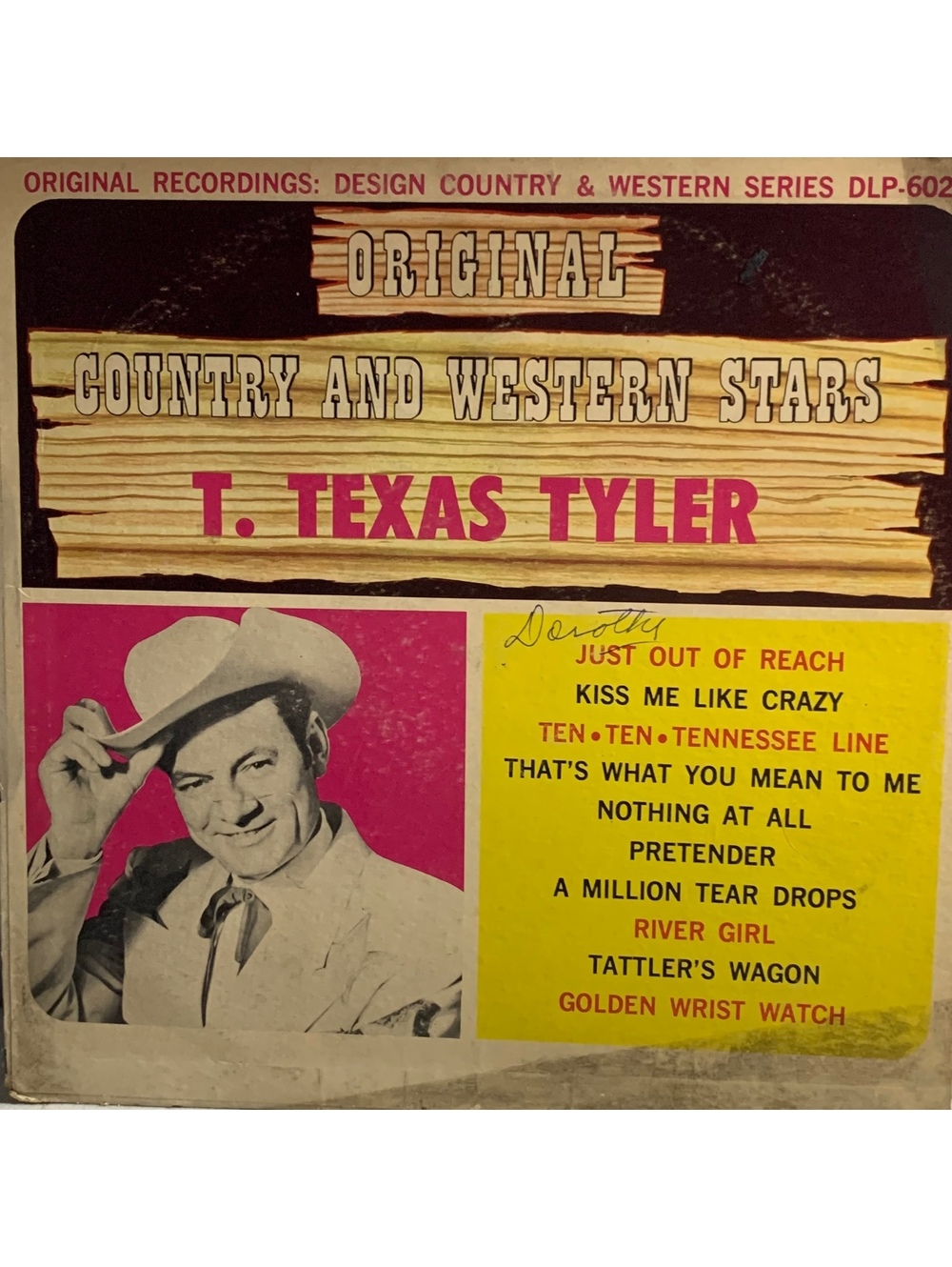 T. Texas Tyler Original Country and Western Stars Vinyl Record LP Album